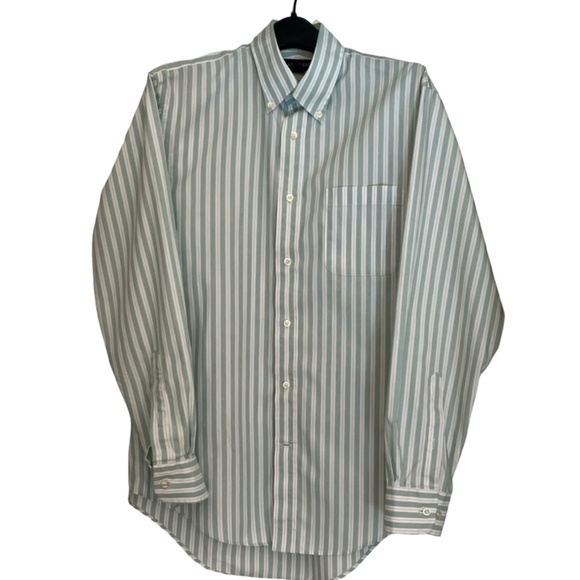 Lands' End: 15/34  Men's Patterned No Iron Supima® Oxford Dress Shirt - Picture 1 of 7